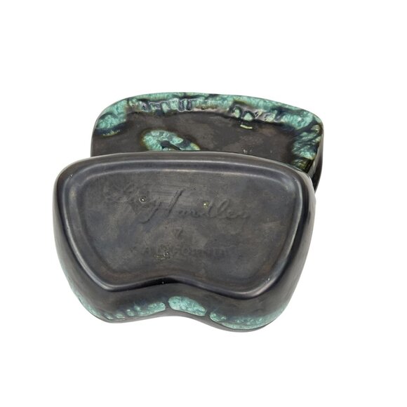 Sue Handley Artisan Ceramic Trinket Box Black And Green Abstract Design - Picture 7 of 8